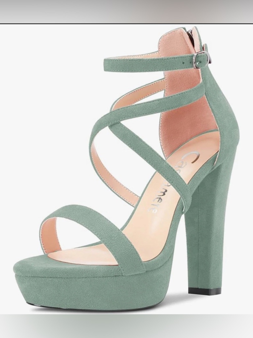 NEW Castamere Green Strappy Platform High Heel Sandals with Ankle Buckle - 8.5